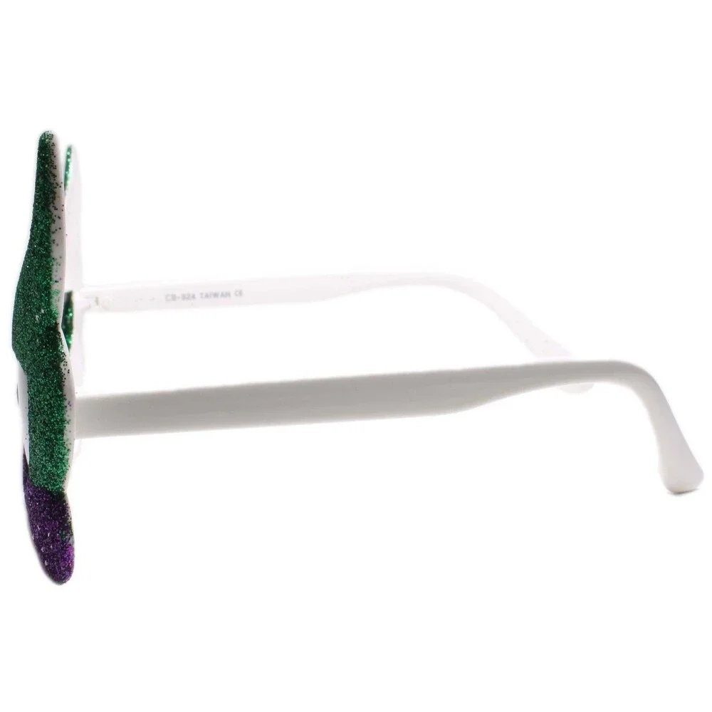 Womens Party Rave Costume Novelty Glitter Masquerade Mask Sun Glasses White